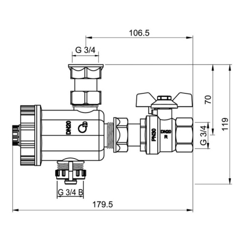 Komplet filtr magnetyczny, separator zanieczyszczeń DN20 (3/4")