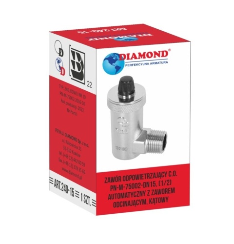 Odpowietrznik automatyczny kątowy 1/2"