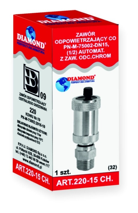 Odpowietrznik automatyczny prosty 1/2"