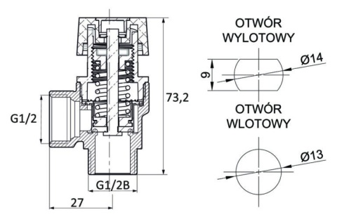 ZAWÓR BEZPIECZEŃSTWA TYP:200, DN15, 3 bar, 1/2 WZ