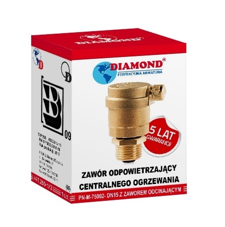 ZAWÓR ODPOWIETRZAJĄCY CO AUTOMATYCZNY Z ZAWOREM ODCINAJĄCYM 1/2"