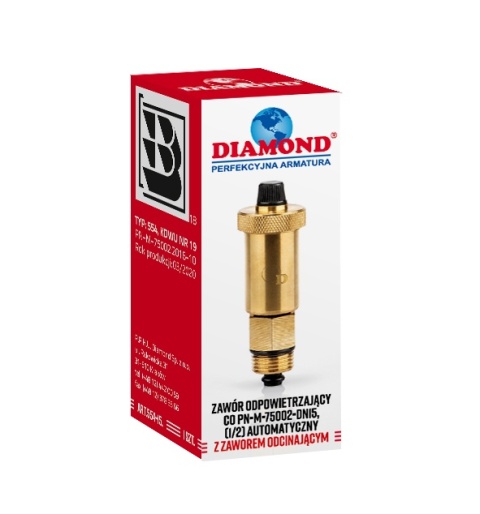 ZAWÓR ODPOWIETRZAJĄCY CO DN15, (1/2") AUTOMAT. Z ZAW. ODCINAJĄCYM
