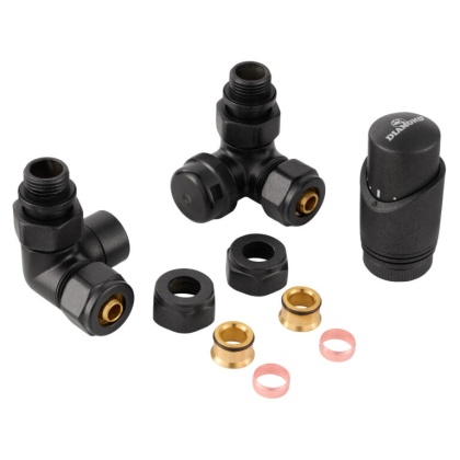 ZESTAW TERMOSTATYCZNY DO GRZEJNIKA DN15 1/2", OSIOWY, ANTRACYT, LEWY