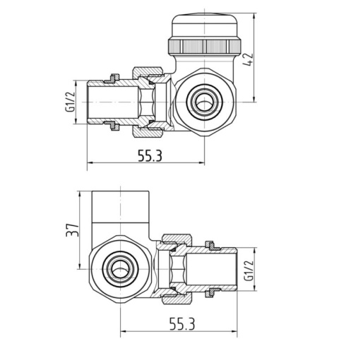 ZESTAW TERMOSTATYCZNY DO GRZEJNIKA DN15 1/2", OSIOWY, ANTRACYT, PRAWY