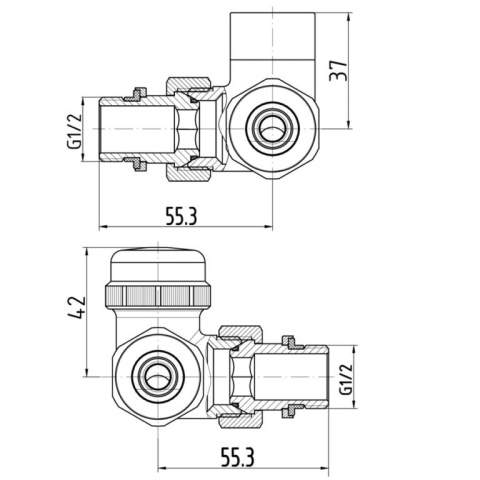 ZESTAW TERMOSTATYCZNY DO GRZEJNIKA DN15 1/2", OSIOWY, CHROM, LEWY