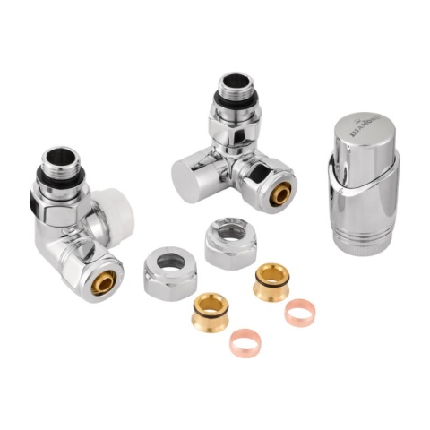 ZESTAW TERMOSTATYCZNY DO GRZEJNIKA DN15 1/2", OSIOWY, CHROM, PRAWY