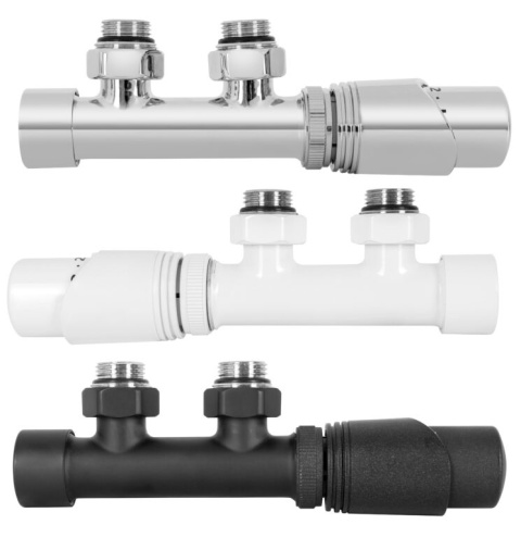 ZESTAW TERMOSTATYCZNY DO GRZEJNIKA, ZESPOLONY KĄTOWY ANTRACYT R 1/2", 16 PEX / 15 Cu