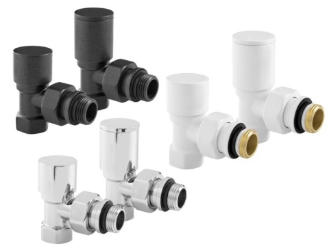 ZESTAW ZAWORÓW GRZEJNIKOWYCH, DN15(1/2), KĄTOWY, BIAŁY PREMIUM