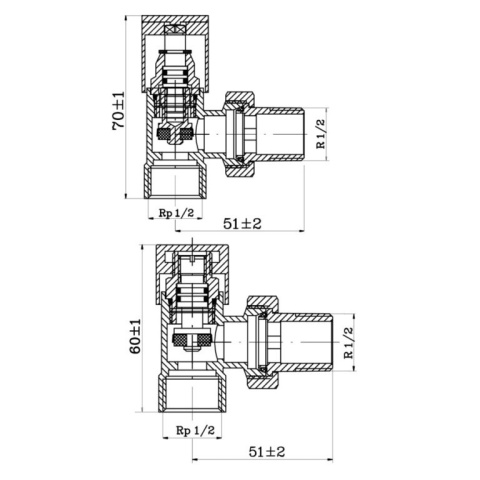 ZESTAW ZAWORÓW GRZEJNIKOWYCH, DN15(1/2), KĄTOWY, BIAŁY PREMIUM
