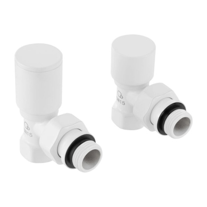 ZESTAW ZAWORÓW GRZEJNIKOWYCH, DN15(1/2), KĄTOWY, BIAŁY PREMIUM