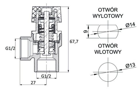 Zawór bezpieczeństwa 4 bar G 1/2" / G 1/2"