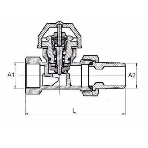 Zawór grzejnikowy termostatyczny prosty z nast. wstępną 1/2" M30x1,5