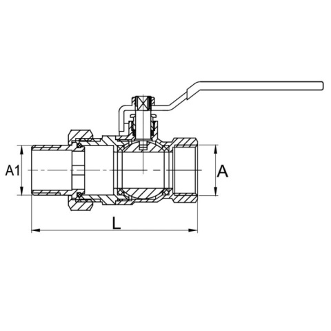 Zawór kulowy "Hiszpan" mosiężny DN15 1/2" GW/GW PN30 ze śrubunkiem