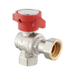 Zawór kulowy "Hiszpan" mosiężny DN25 1" GW/GW PN10 ze śrubunkiem, czerwony