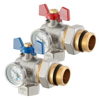 Zawór kulowy "Hiszpan" mosiężny DN25 1" GW/GW PN10 ze śrubunkiem, niebieski