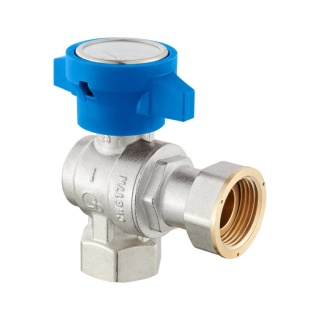 Zawór kulowy "Hiszpan" mosiężny DN25 1" GW/GW PN10 ze śrubunkiem, niebieski