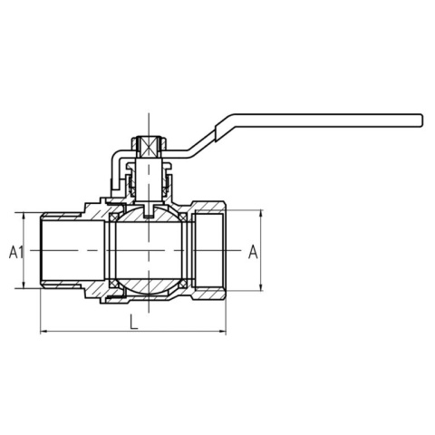 Zawór kulowy "Hiszpan" mosiężny DN25 1" GW/GW PN30