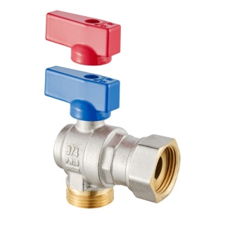 Zawór kulowy mosiężny DN20 3/4" GW/GW PN10 kątowy ze śrubunkiem