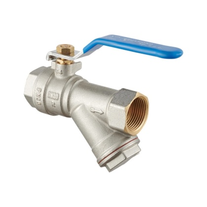 Zawór kulowy z filtrem skośnym mosiężny DN20 3/4" GW/GW PN30