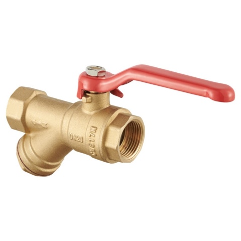 Zawór kulowy z filtrem skośnym mosiężny DN25 1" GW/GW PN30