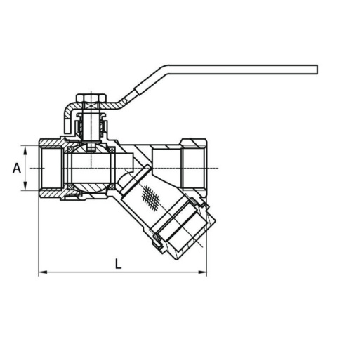 Zawór kulowy z filtrem skośnym mosiężny DN25 1" GW/GW PN30