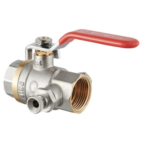 Zawór kulowy z odpowietrznikiem mosiężny DN15 1/2" GW/GW PN16