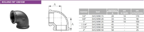 Kolano czarne GW 1 1/2"