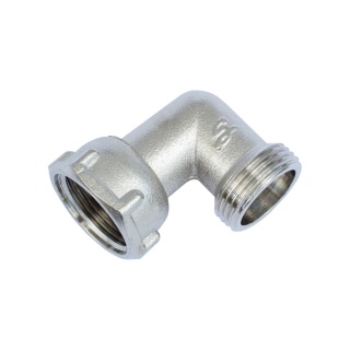 Kolano mosiężne niklowane z ruchomą nakrętką 3/4"GW x 3/4"GZ