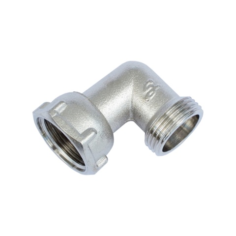 Kolano mosiężne niklowane z ruchomą nakrętką 3/4"GW x 3/4"GZ