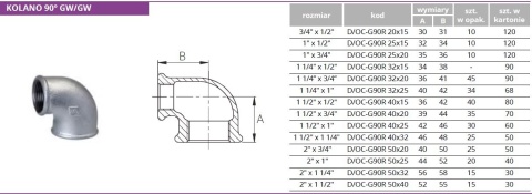 Kolano ocynkowane redukcyjne GW 2" x 3/4"