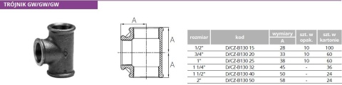 Trójnik czarny GW 1 1/4"