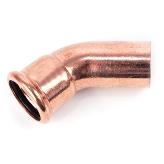 Łuk miedziany nyplowy 45° cu zacisk M 18mm