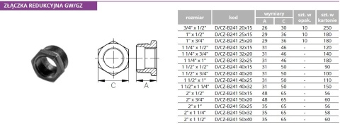 Redukcja czarna GZ 2" x GW 1"