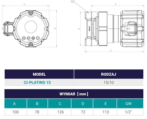 CIRCULA-PLATINO-POMPA ELEKTRONICZNA CWU DN15 Z PROGRAMATOREM, WTYCZKĄ I PRZEWODEM