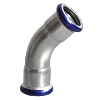 Kolano dwukielichowe 45st. zapras. "M" 22×22 INOX