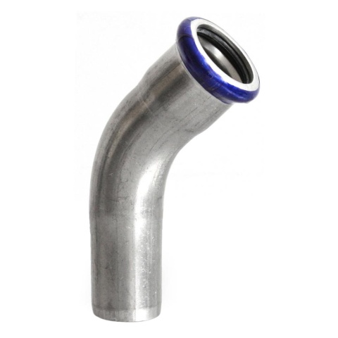 Kolano jednokielichowe 45st. zapras. "M" 35×35 INOX