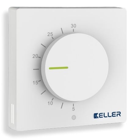 Regulator temperatury natynkowy KELLER Controls z pokrętłem, 230V, biały
