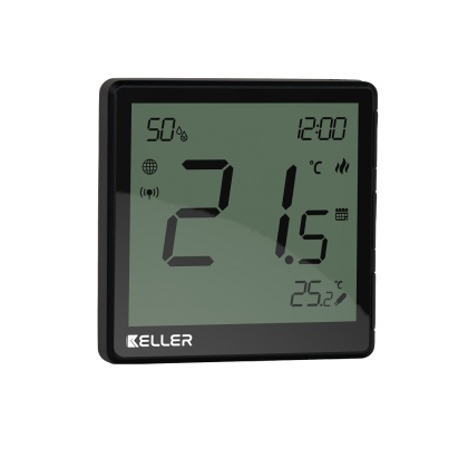 Regulator temperatury podtynkowy KELLER Controls z funkcją obsługi przez Internet, 230V, czarny