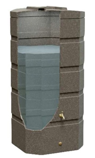 Zbiornik na deszczówkę 1000 l naziemny ciemny z osprzętem